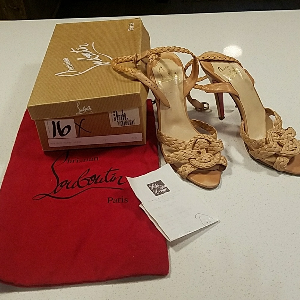 Christian Louboutin braided nude high heel